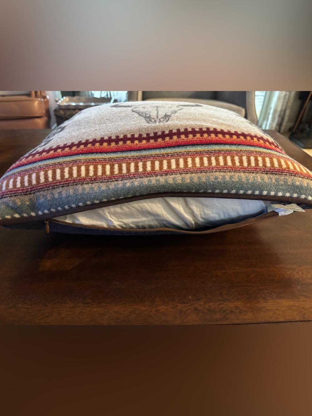 Pendleton 20”x20” Southwestern Longhorn Designed Reversible Accent Pillow - Picture 7 of 7
